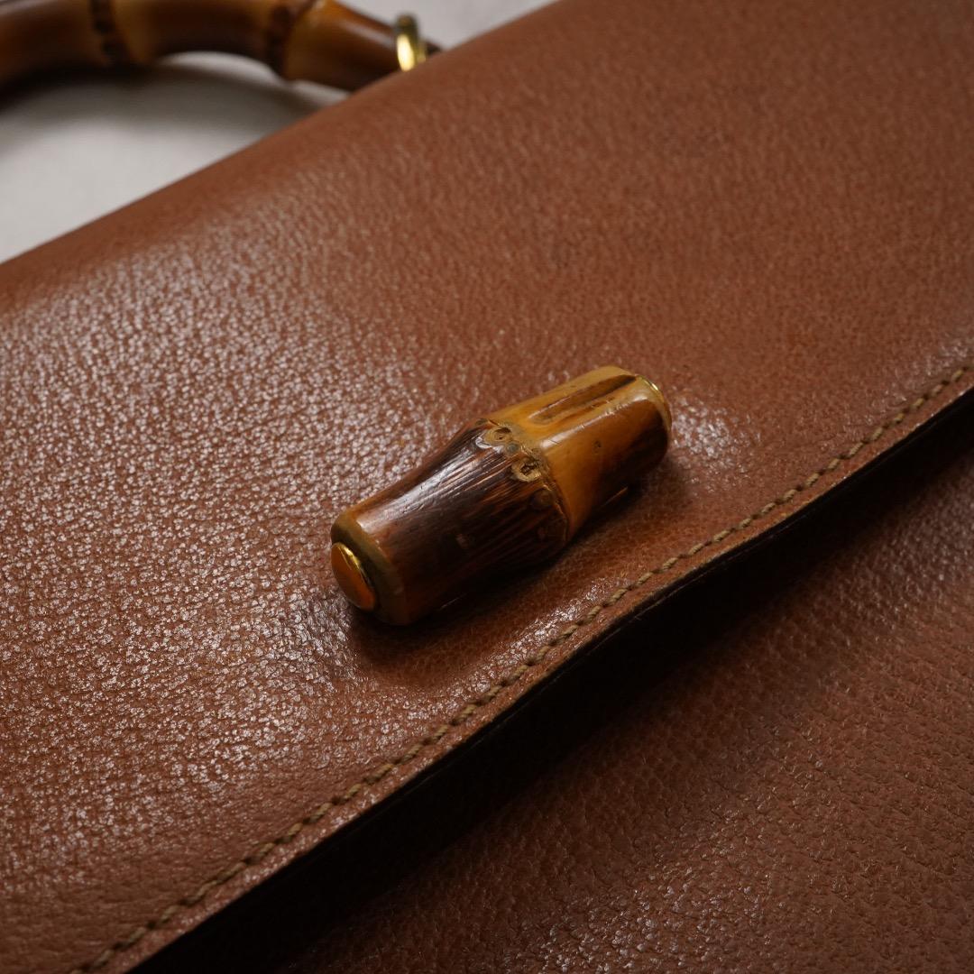 GUCCI ビジネスバッグ 2way バンブー カーフレザー ブラウン