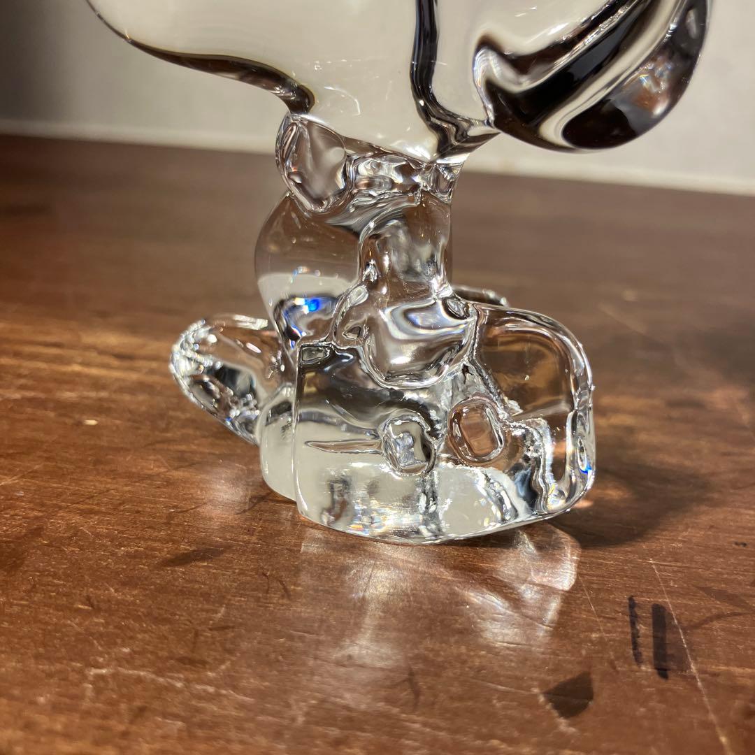 スヌーピー 佐々木硝子 クリスタル ペーパーウェイト 置物時計 SNOOPY