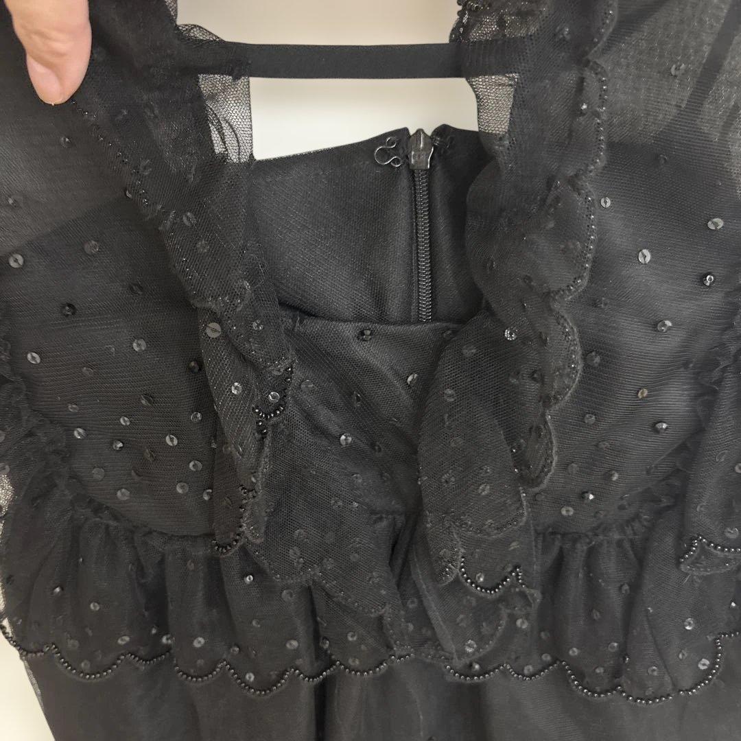 40 N°21 ドットチュール フリル キャミミニワンピ シースルー風