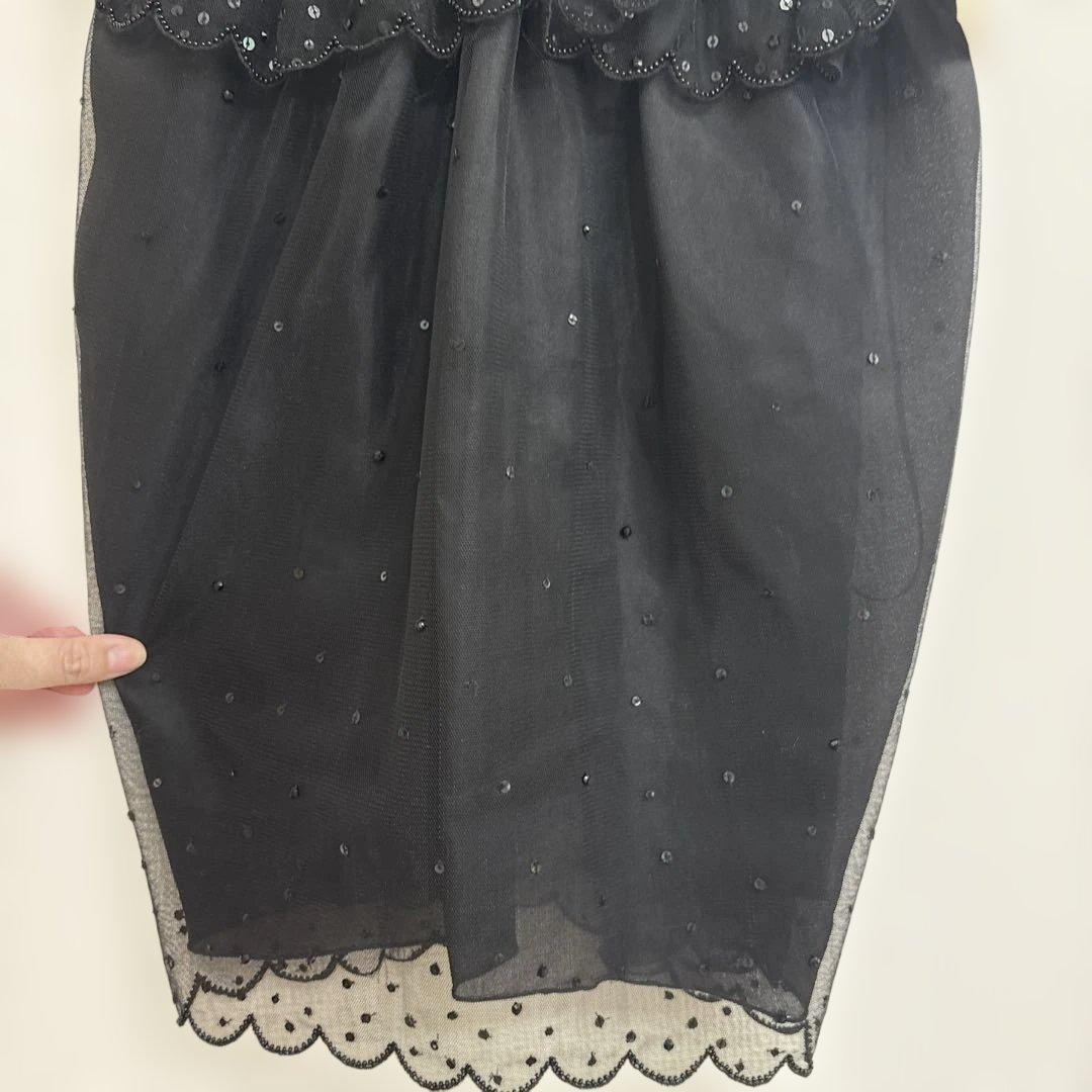 40 N°21 ドットチュール フリル キャミミニワンピ シースルー風