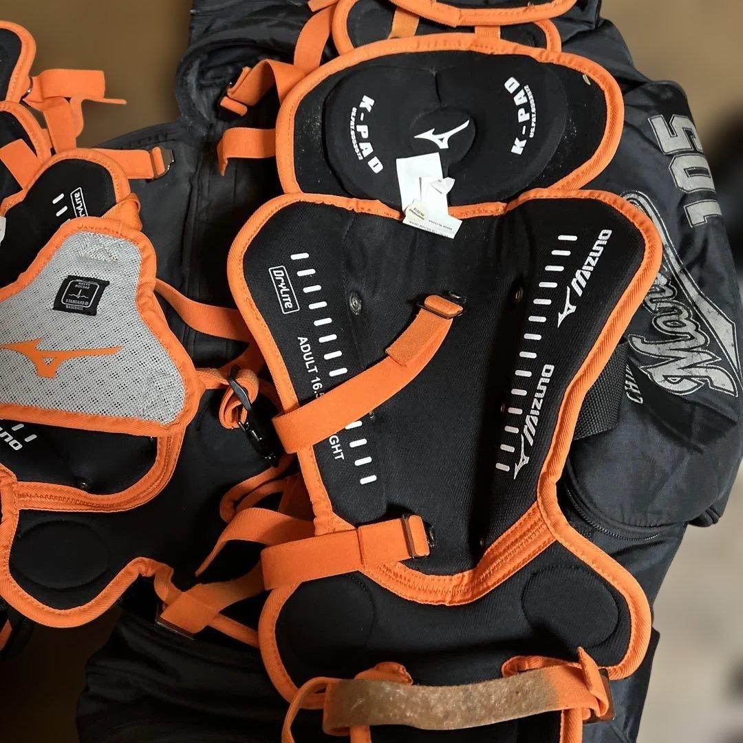 ミズノ硬式用 キャッチャー SAMURAプロテクター セットブラック オレンジ