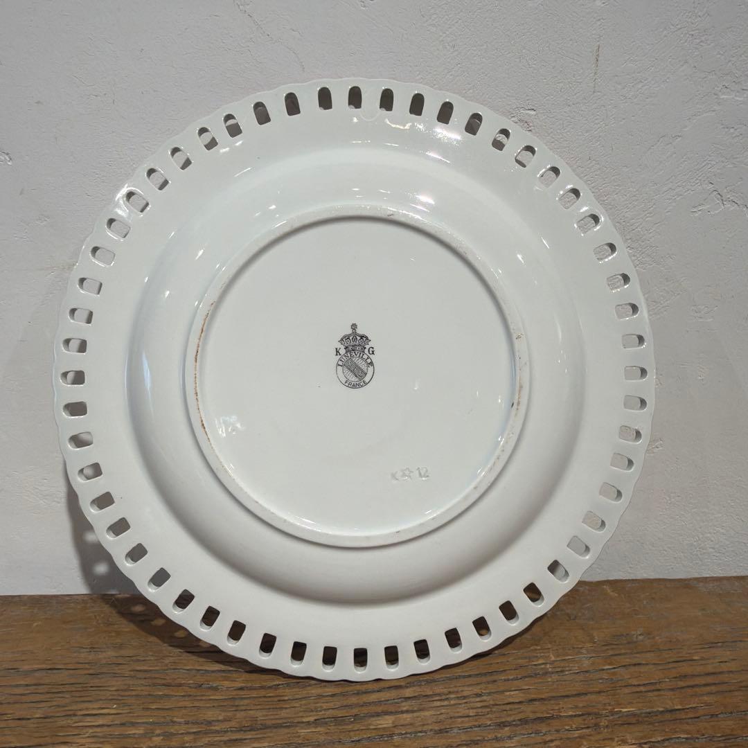 希少　Luneville パニエ　デザート皿　薔薇とチューリップ