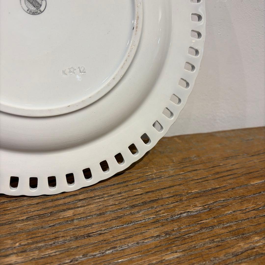 希少　Luneville パニエ　デザート皿　薔薇とチューリップ