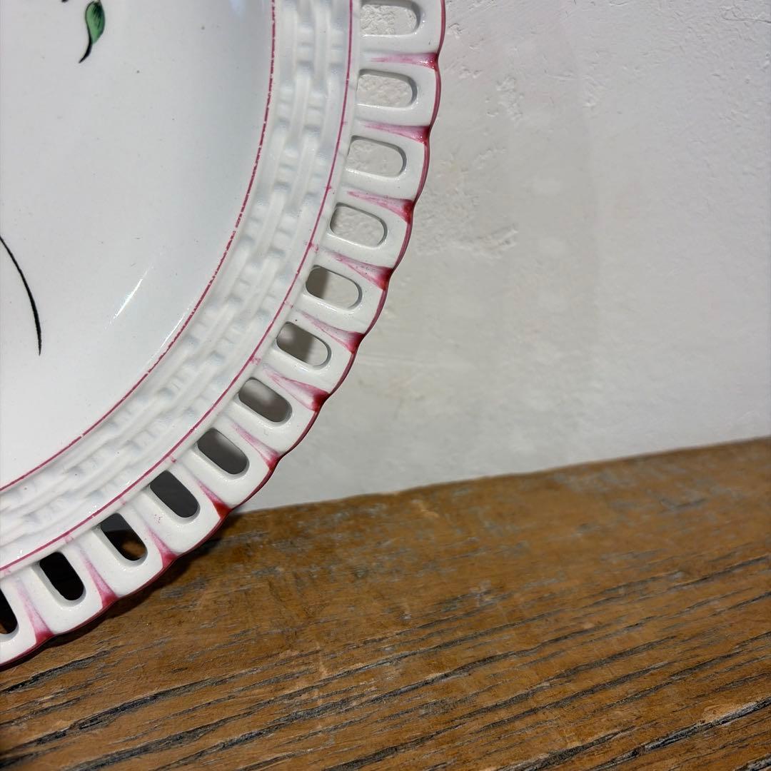 希少　Luneville パニエ　デザート皿　薔薇とチューリップ