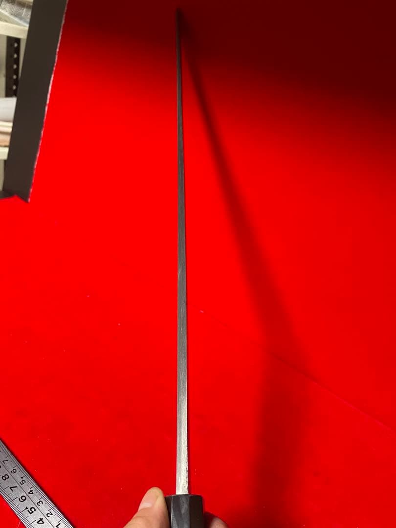 01475 包丁　マグロ包丁　玉鋼製　刃文綺麗　墨流し　切味抜群　未使用品