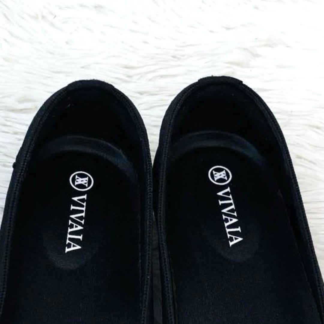 【極美品】VIVAIA 22.5㌢スクエアトゥフラットシューズ　ビバイアVライン