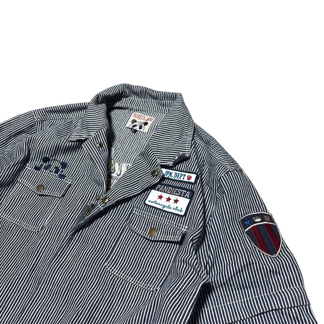 パンディエスタジャパン つなぎ　刺繍　ヒッコリー pandiesta japan