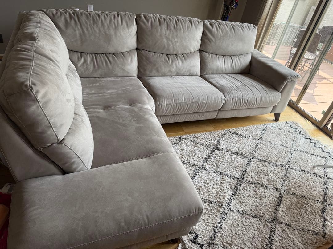 定価248000円　グレー L字型ファブリックソファ①