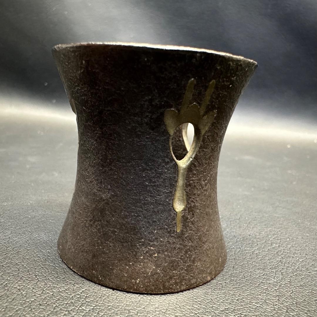 ♡Ea左1008 釜師 蓋置 透かし彫り 沈金彫立鶴蓋置 縁起物 茶道具