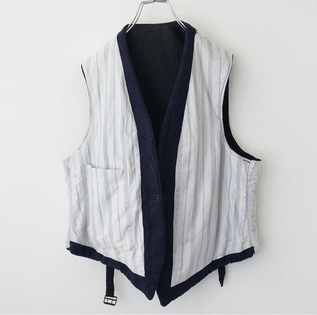 【希少】20s 30s ヴィンテージ フランス製ウールベスト 針刺しシンチバック