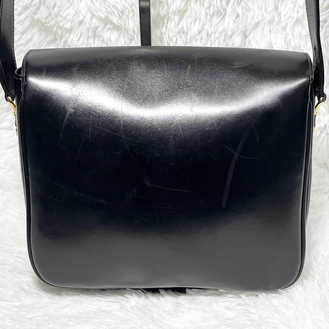 希少 CELINE セリーヌ ブラック ボックスカーフ フラップ ヴィンテージ