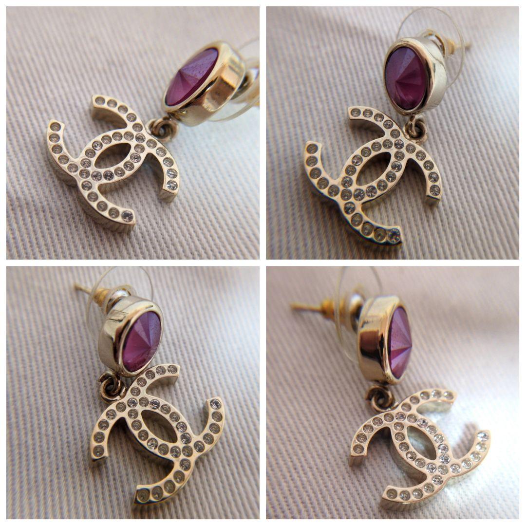 片耳のみ　良好　シャネル　ゴールド　ラインストーン　ココマーク　ピアス　B20C