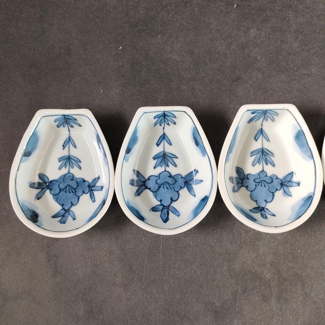 C1-6/源右衛門窯/染付牡丹絵5客組/共箱/蓮華/懐石道具