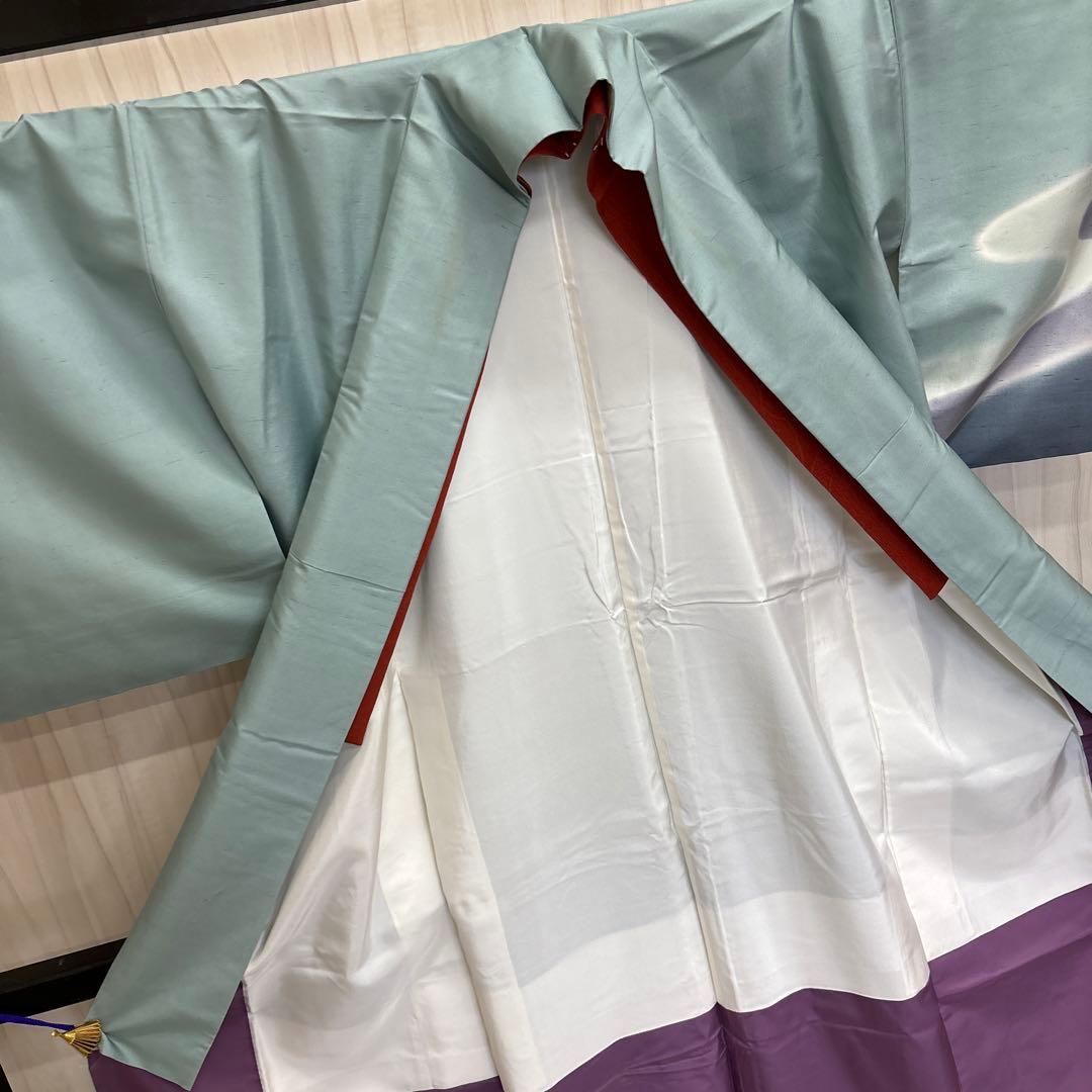 う*こ様 牛首紬 白山工房 付下げ 紋なし 正絹 広衿 袷 着物 AK-3544