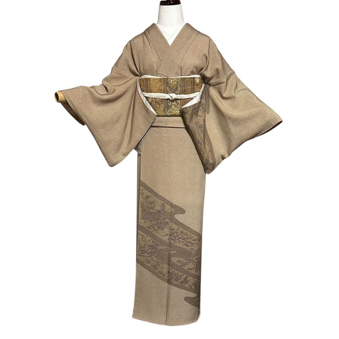 未使用近い　美品　袷　正絹　江戸小紋　大小霰　訪問着　フルセット