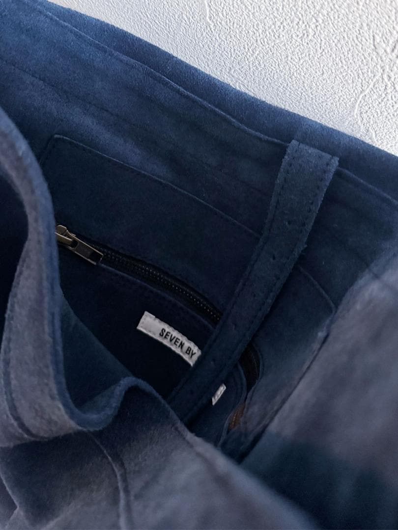 SEVEN BY SEVEN LEATHER SHOULDER BAG ネイビー