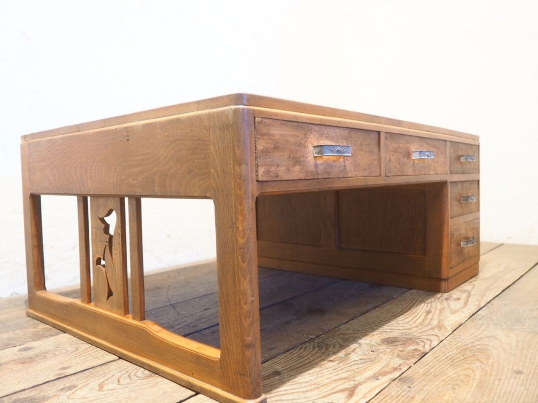 1211 ヴィンテージ　ロータイプの片袖机　文机　ローテーブル　古家具　レトロ