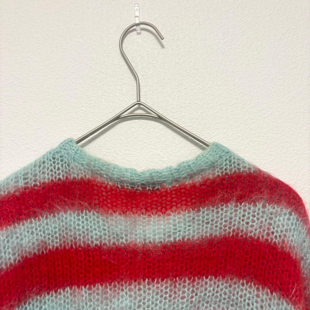 ミルクボーイ ボーダー 柄ニット モヘア風 ウール90% 原宿系 ユニセックス