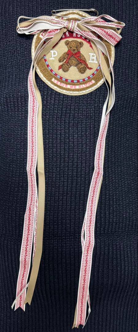 ピンクハウス ワッペン くま刺繍 リボンブローチ