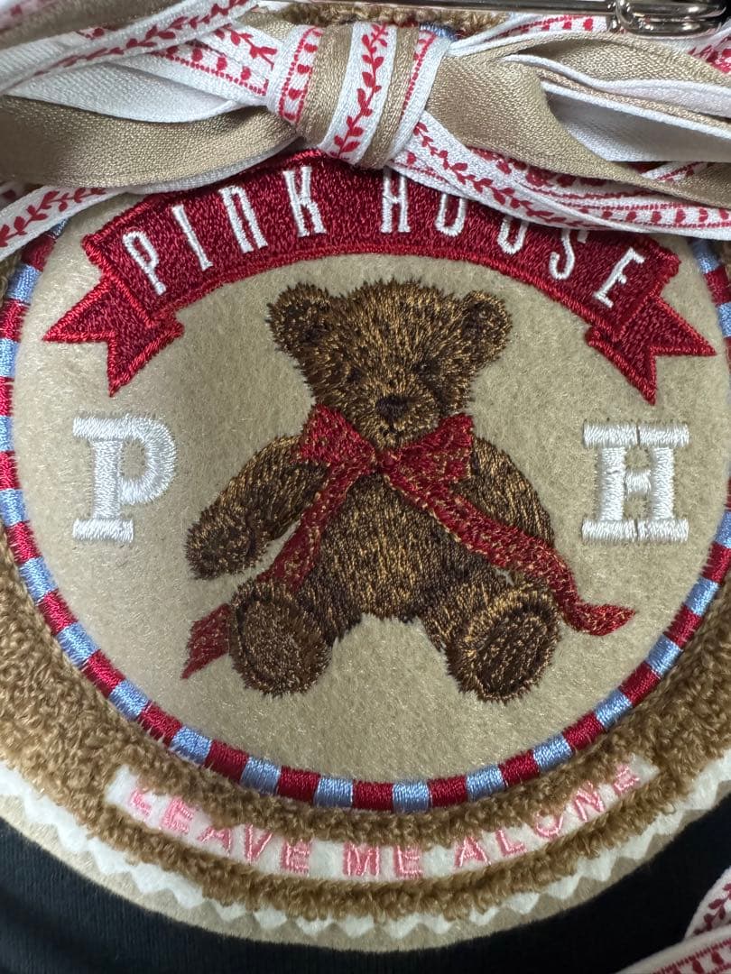 ピンクハウス ワッペン くま刺繍 リボンブローチ