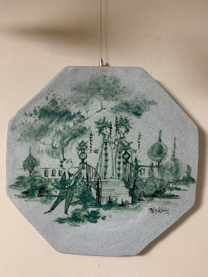 ビヨンヴィンブラッド　大型レアなビンテージ1963年手書き一点物絵皿ラスト
