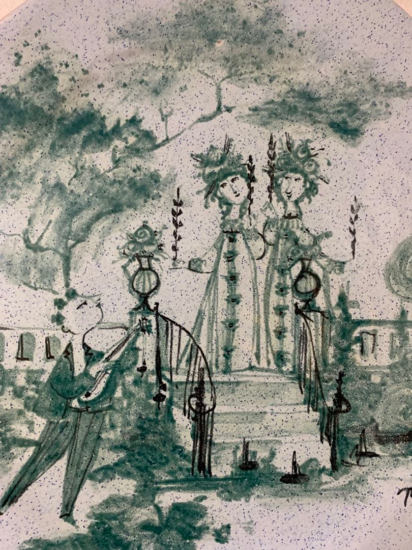 ビヨンヴィンブラッド　大型レアなビンテージ1963年手書き一点物絵皿ラスト