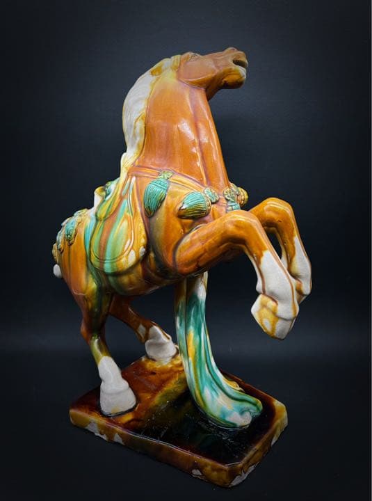 美術品 唐三彩 馬 置物