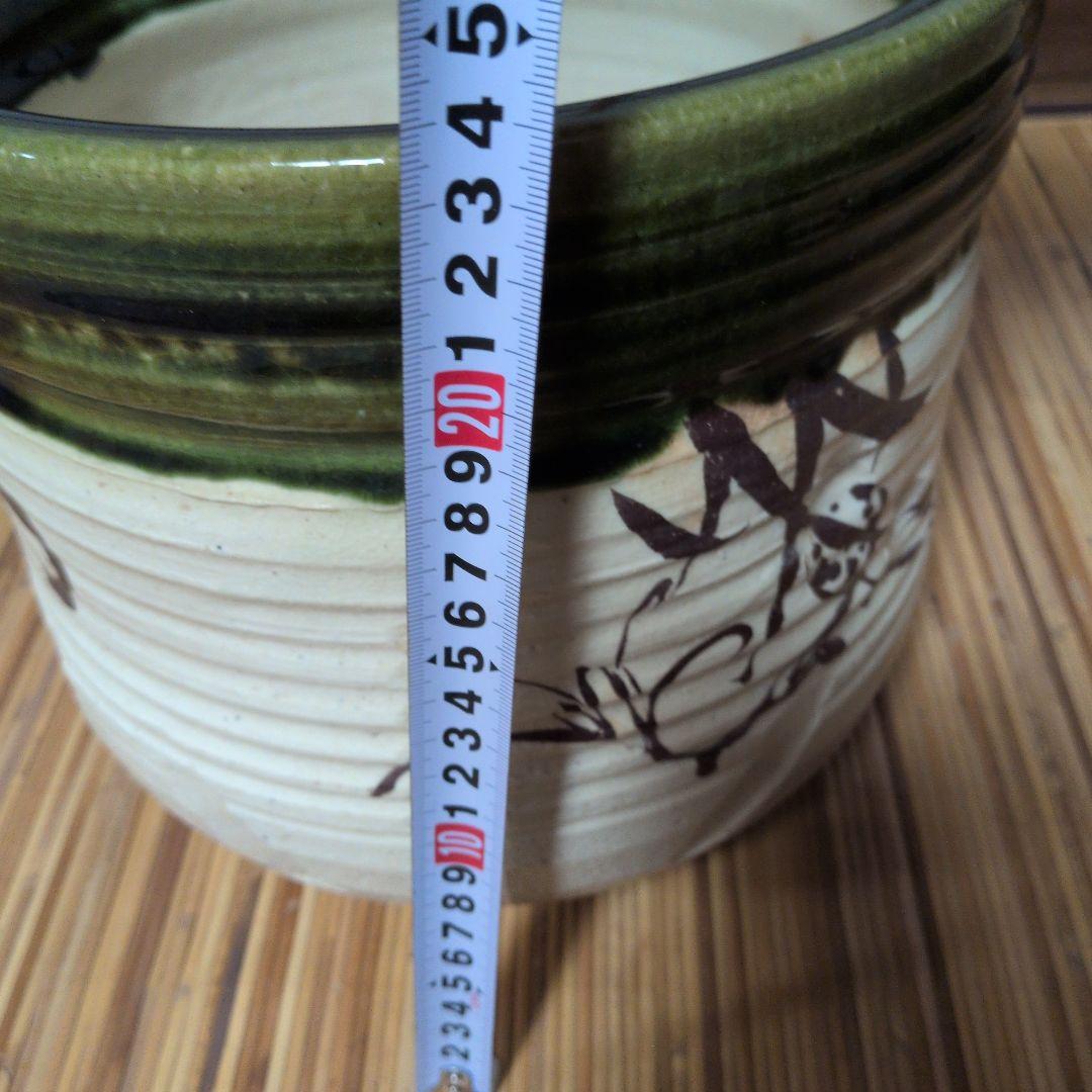 茶道具 蓋つき　水屋　水屋瓶　水がめ　織部　われ蓋つき　箱なし