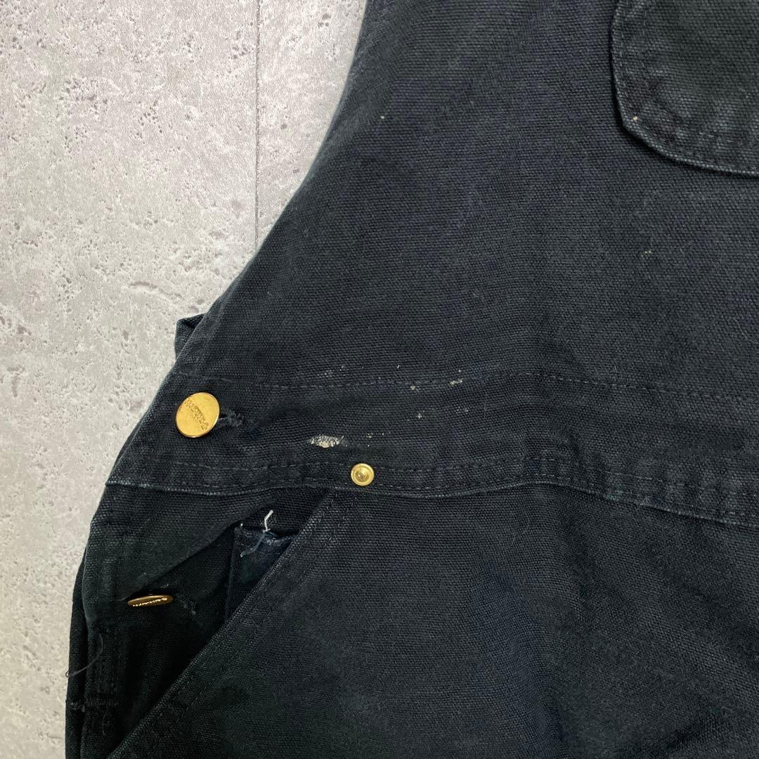カーハート　USA製ブラックオーバーオールダック地　ダブルニー W46 L30