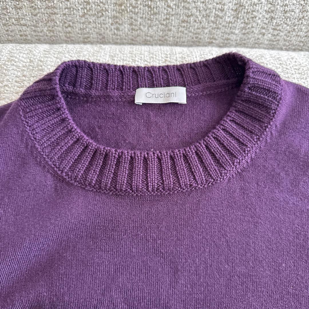 cruciani ウールニット セーター 48 パープル バーガンディ色