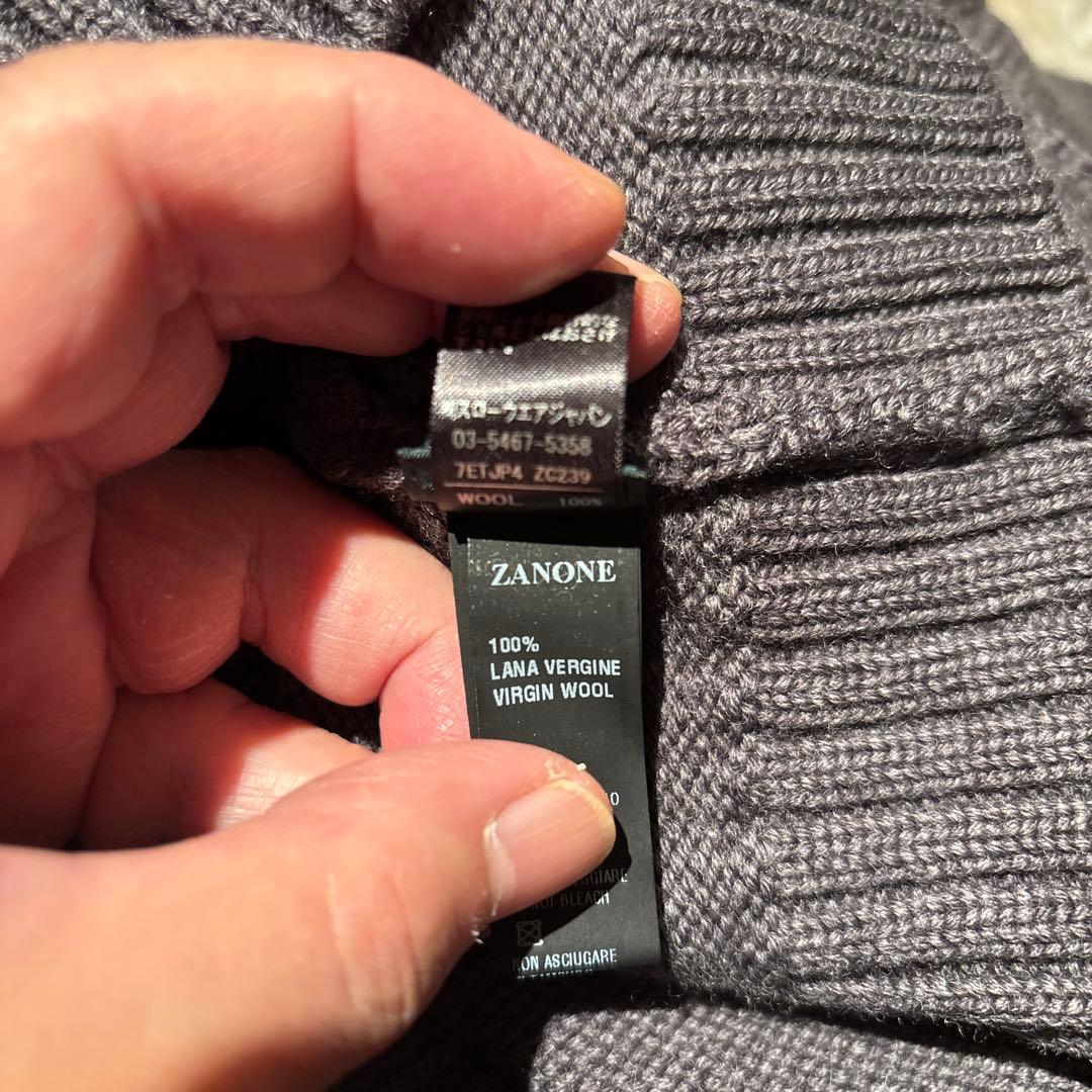 ザノーネ／タートルネックニット／5ゲージ／チャコールグレー／48