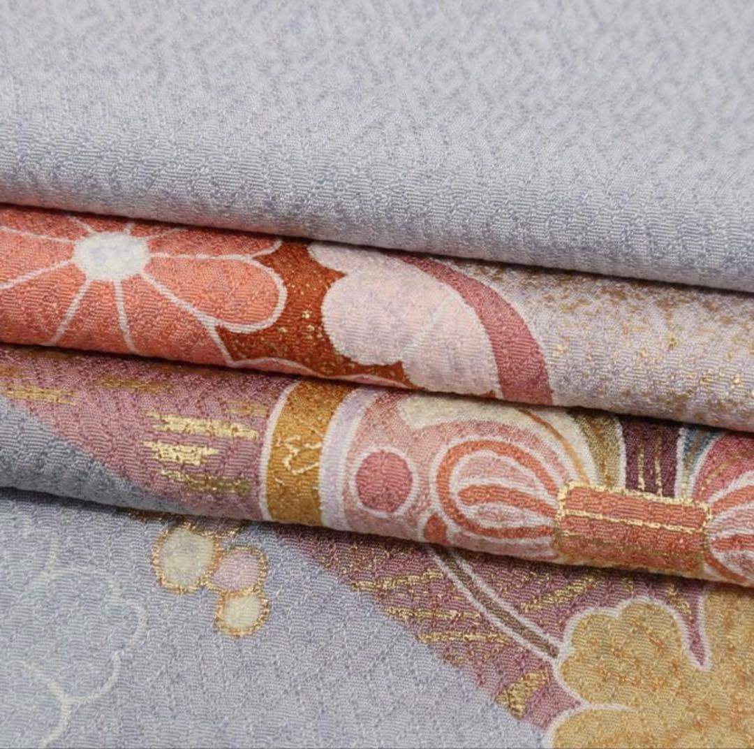 長尺◆訪問着　吉祥文松竹梅花々文　袷正絹着物【着物のみ】