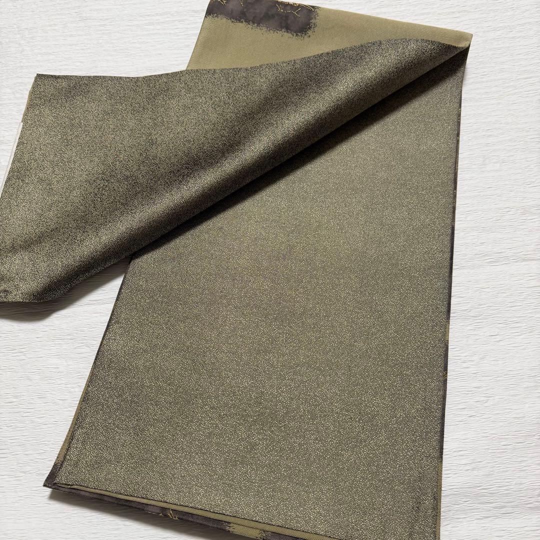 m-73 鳥獣戯画 純引箔 西陣 芳彩織 未仕立て 正絹 袋帯