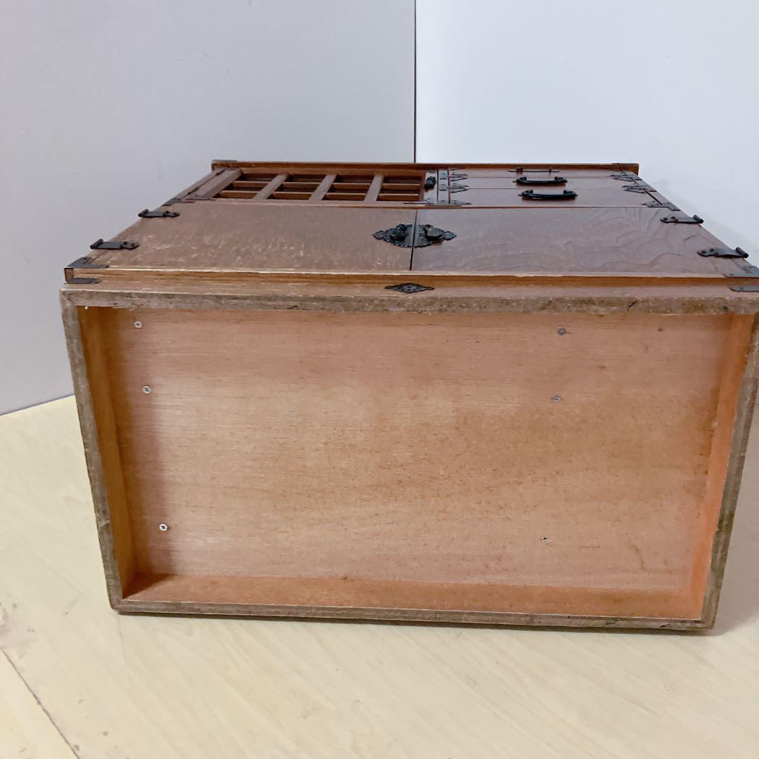 からくり箪笥　耐火金庫付き　アンティーク　昭和レトロ　小物入れ　鍵　ナンバー付き