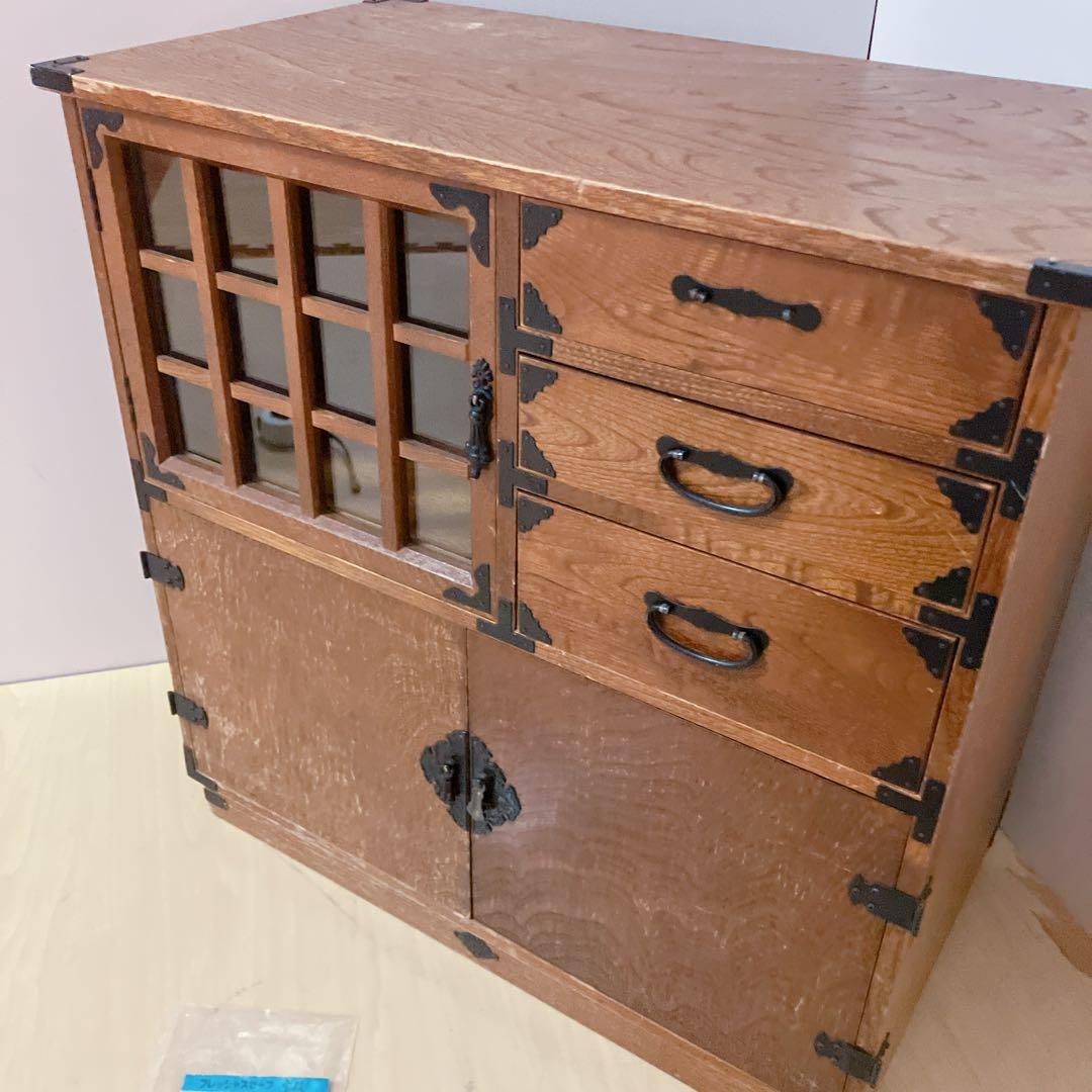 からくり箪笥　耐火金庫付き　アンティーク　昭和レトロ　小物入れ　鍵　ナンバー付き