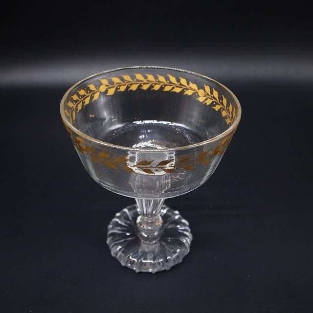エミール・ガレ　金彩装飾　オリーブ文様　シャンパンカップ