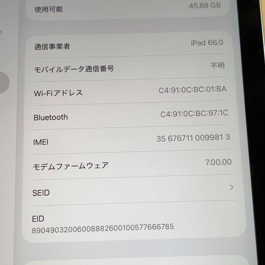 SIMフリー 本体 iPad Air 4 64 GB 042 ブルー 電池良好