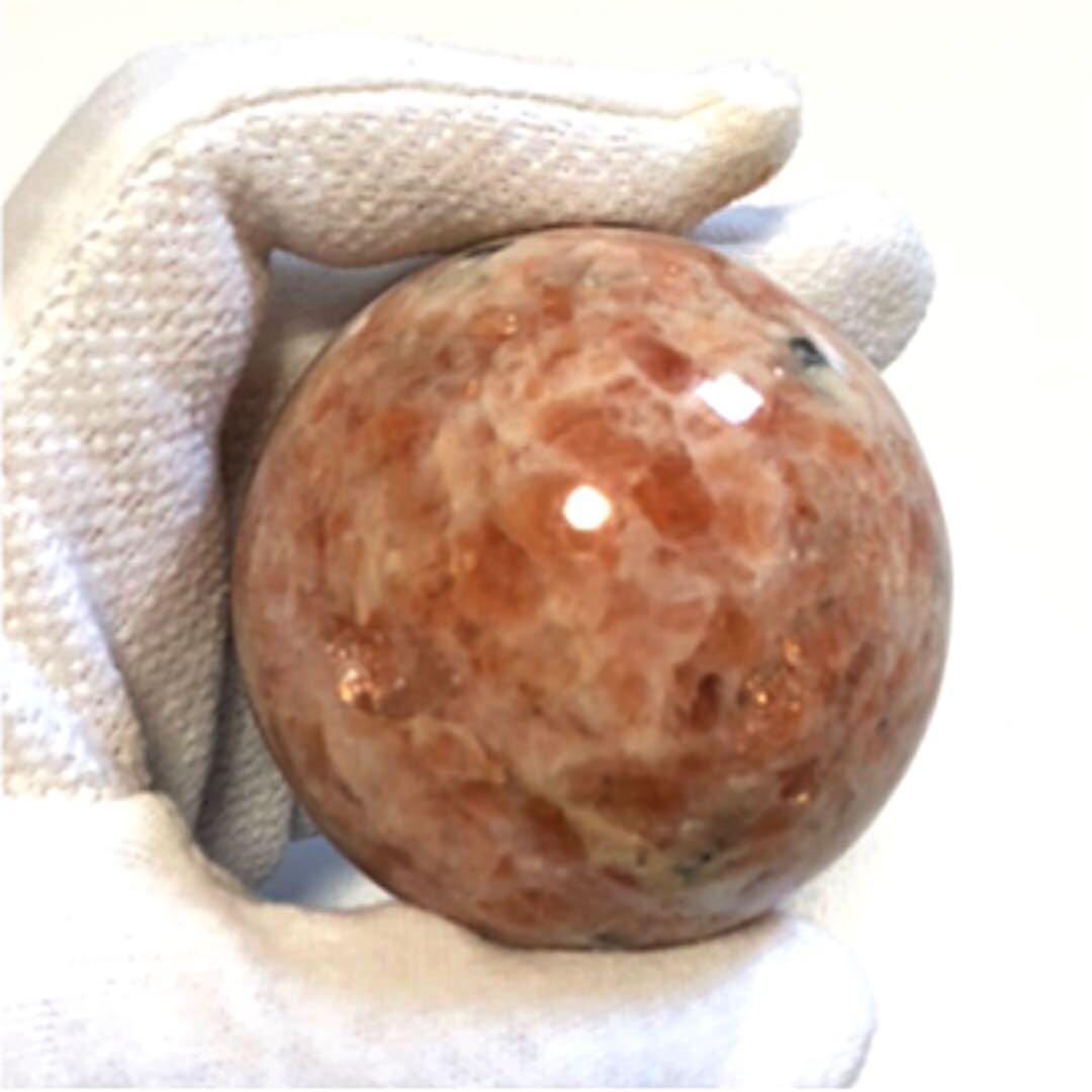 【高品質】美品 サンストーン原石 エネルギーの塊 丸玉 パワーストーン