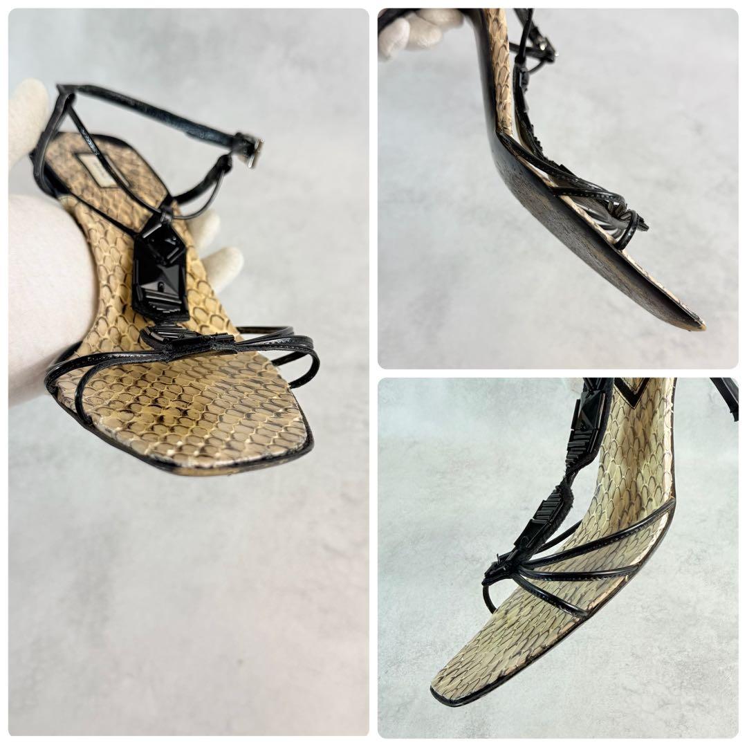 靴 Prada Python T-Strap Sandals 37 1/2