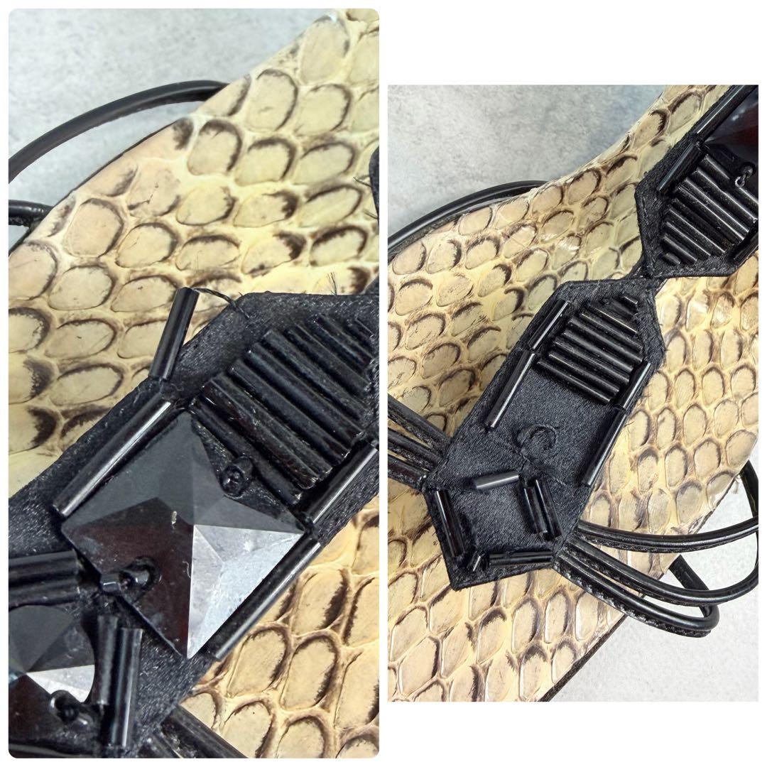 靴 Prada Python T-Strap Sandals 37 1/2