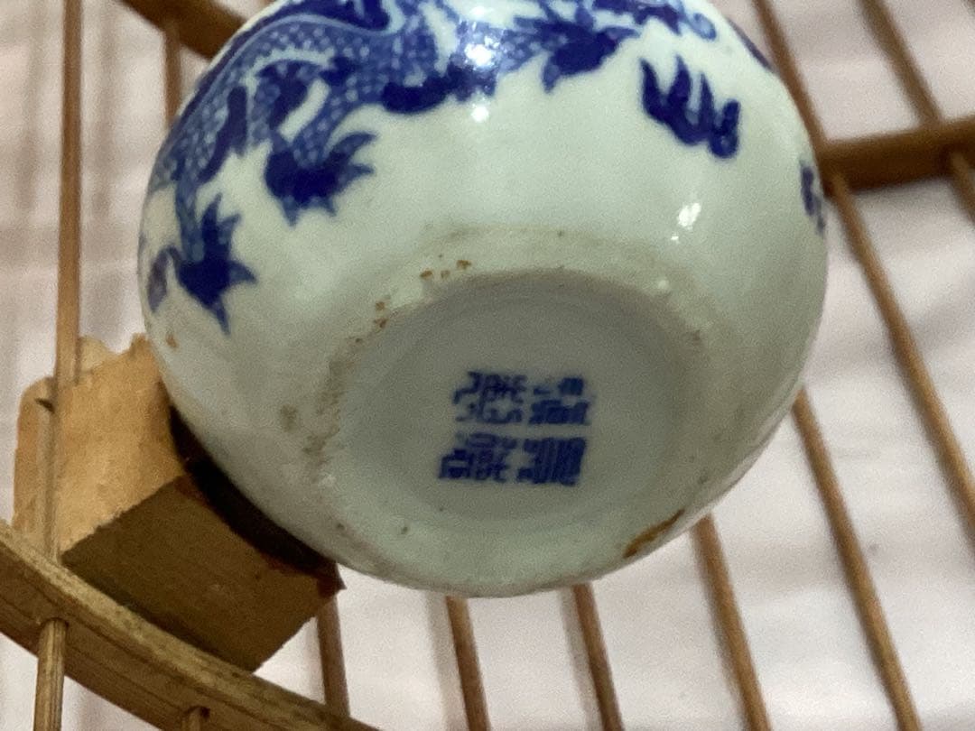 高級英国アンティーク香木鳥かごと彫刻台座　シノワズリ　ウグイス鳴きます　景徳鎮