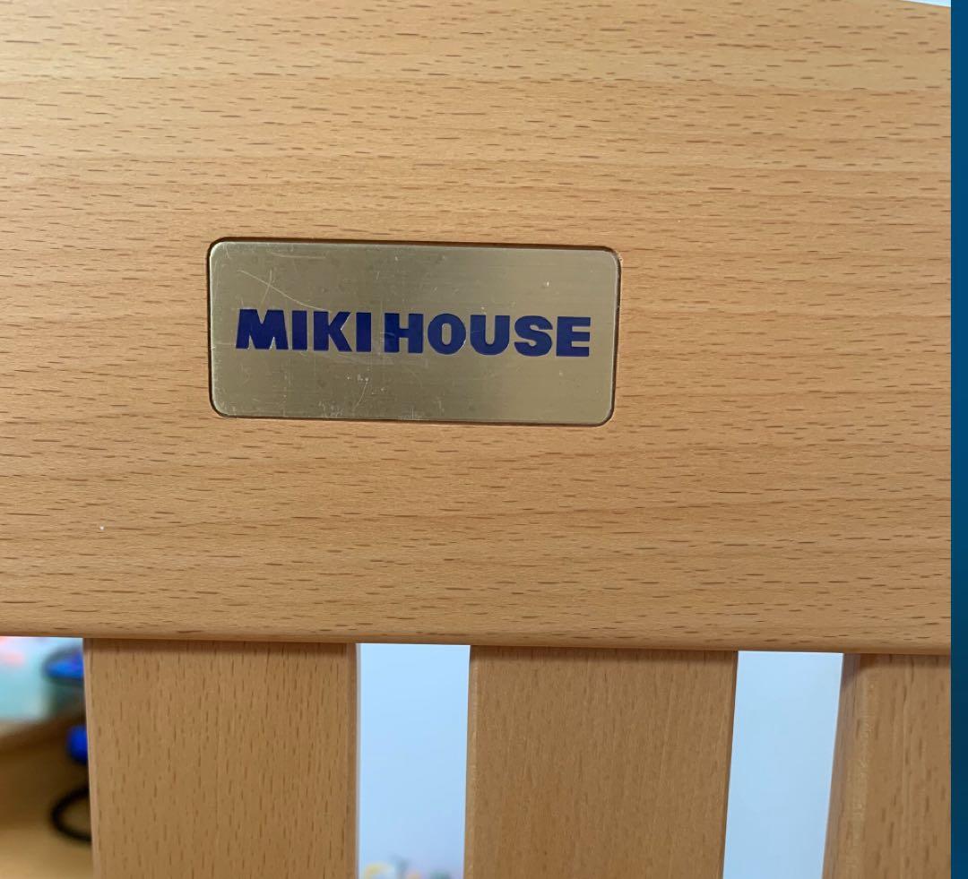 値下げ！MIKI HOUSE 木製ベビーベッド キャスター付き　すのこ床板