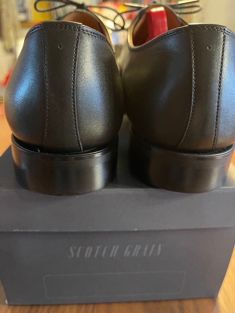 革靴　黒色　SCOTCH GRAIN 25cm ストレートチップ