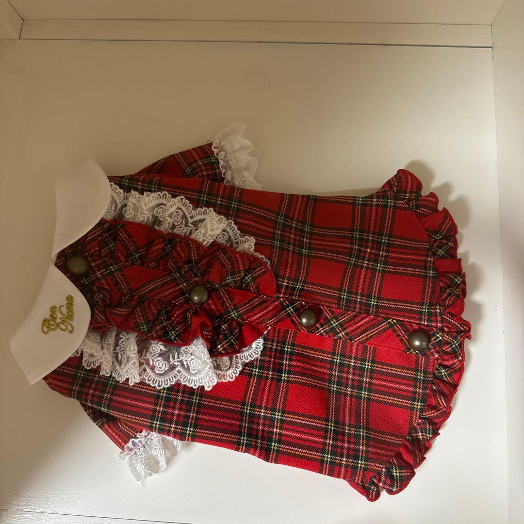 Bon Nene レッドチェック犬服