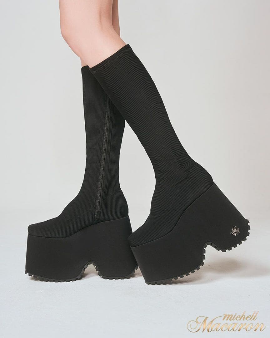 ミシェルマカロン 厚底ストレッチロングブーツ