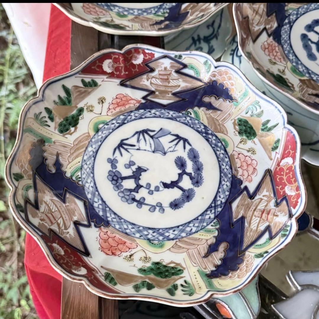 K様へ感謝お嫁入り‼️最強運GOLD伊万里錦手帆かけ舟❌山水❌米俵在銘八寸皿2客