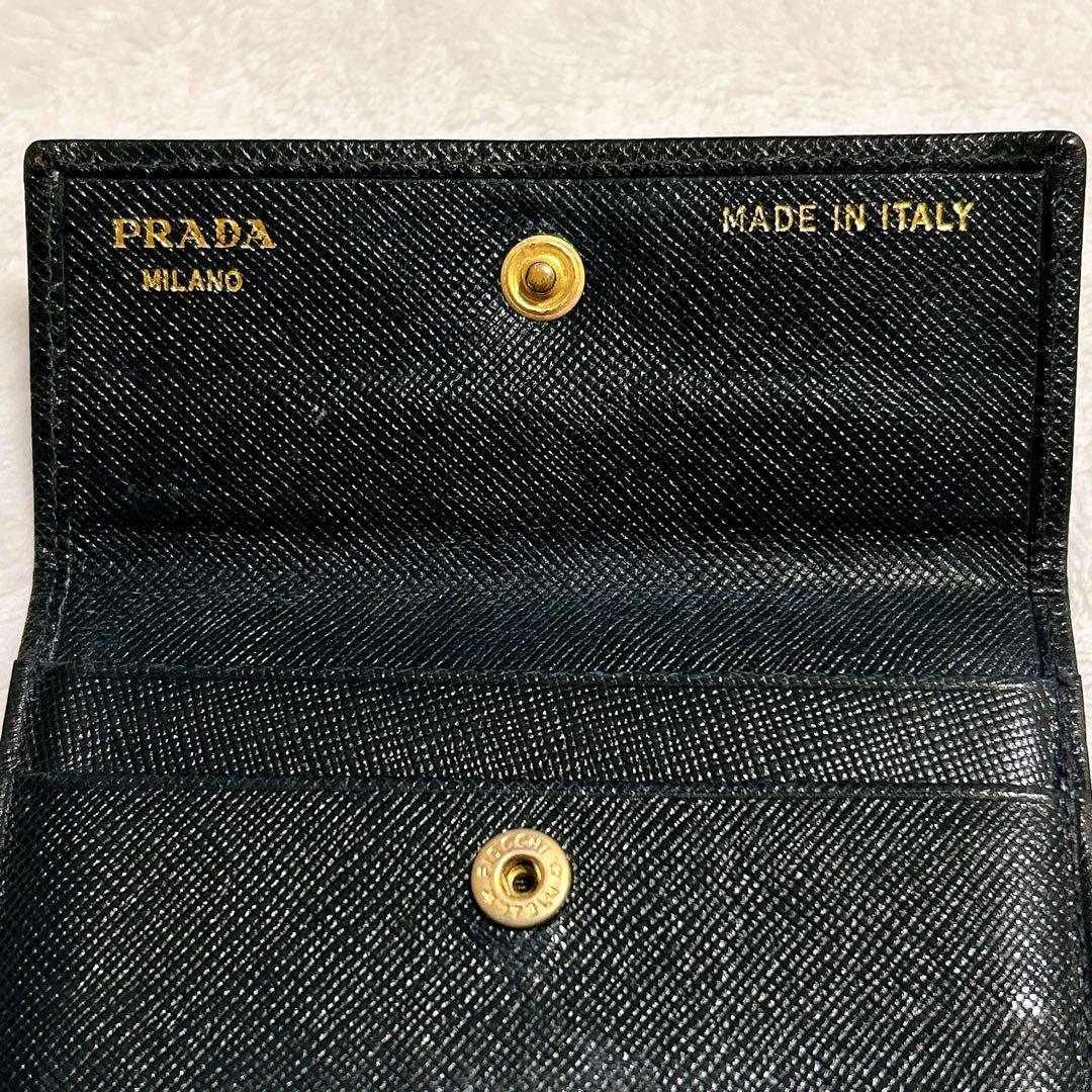 【極美品】PRADA プラダ　ブラック　レザー　カードケース　名刺入れ　イタリア