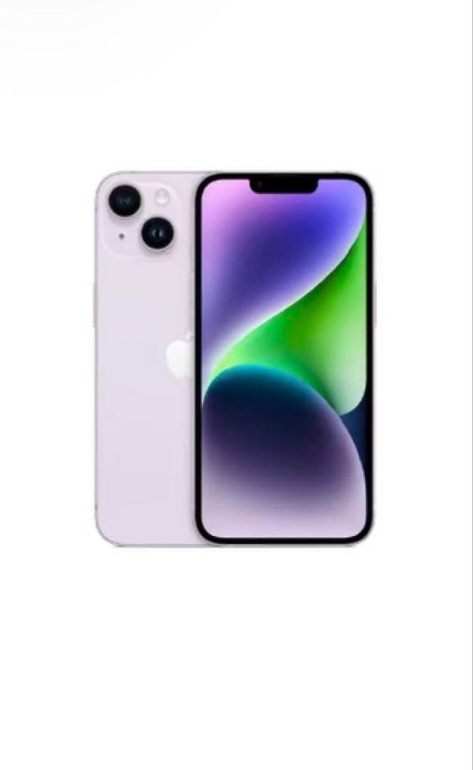 Apple iPhone 14パープル128GB本体　画面割れ有り、動作良好