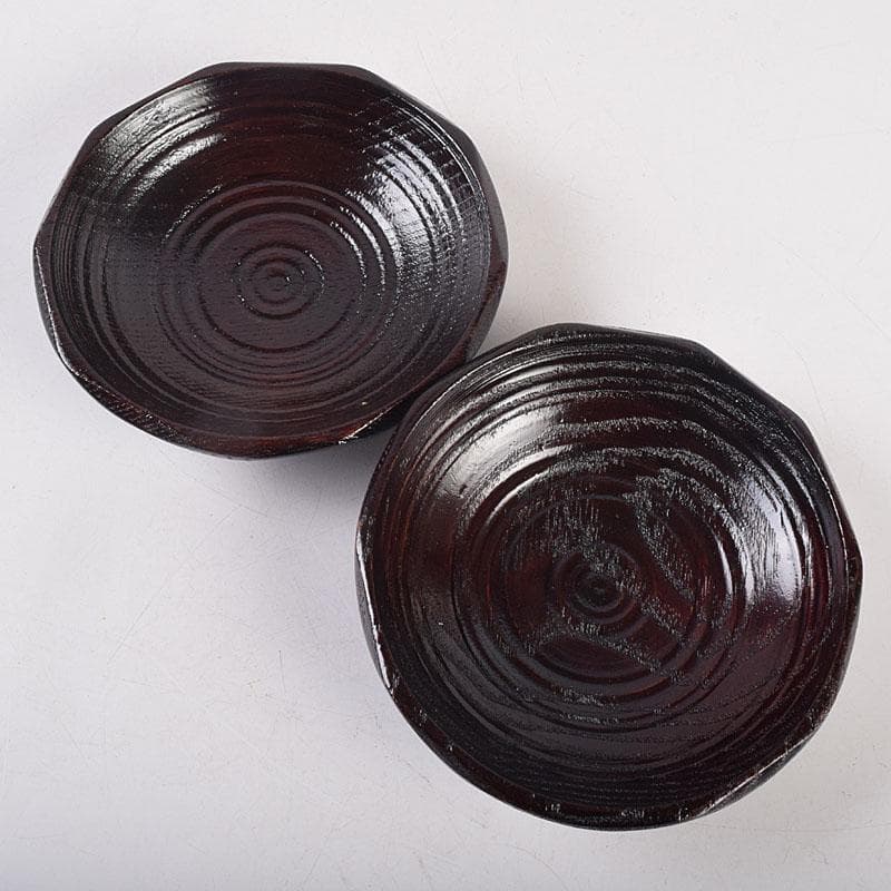 漆芸家　村瀬治兵衛作　沢栗　茶托　五客　V　R8869