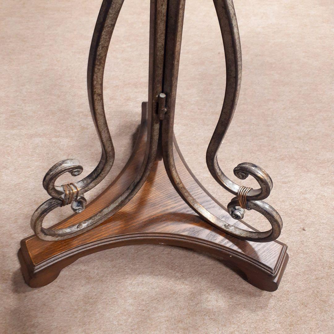 輸入家具　ロートアイアン仕様　アンティーク　サイドテーブル　シャビー加工　天然木